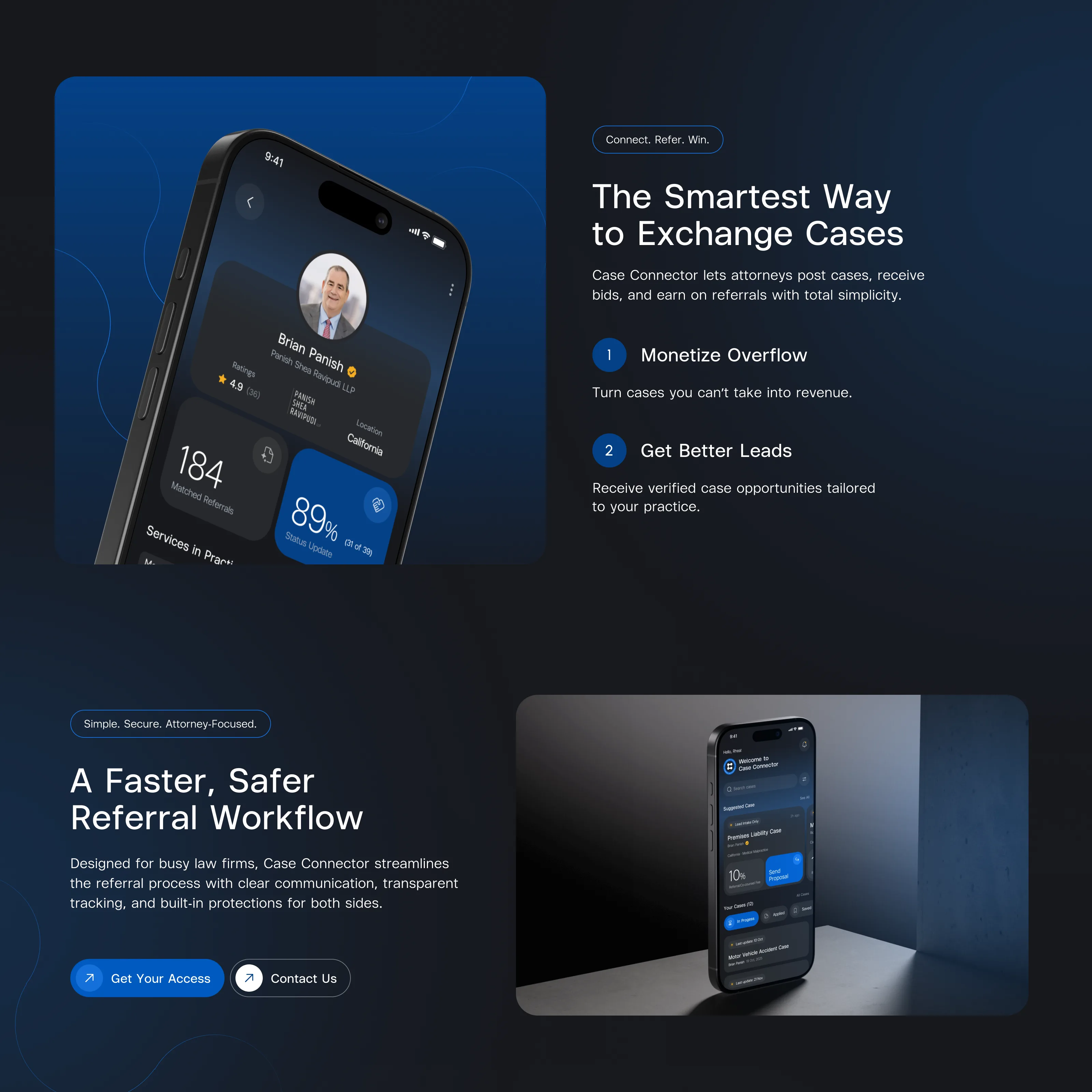 The Smartest Way to Exchange Cases: monetize overflow and get better leads. A Faster, Safer Referral Workflow designed for busy law firms.